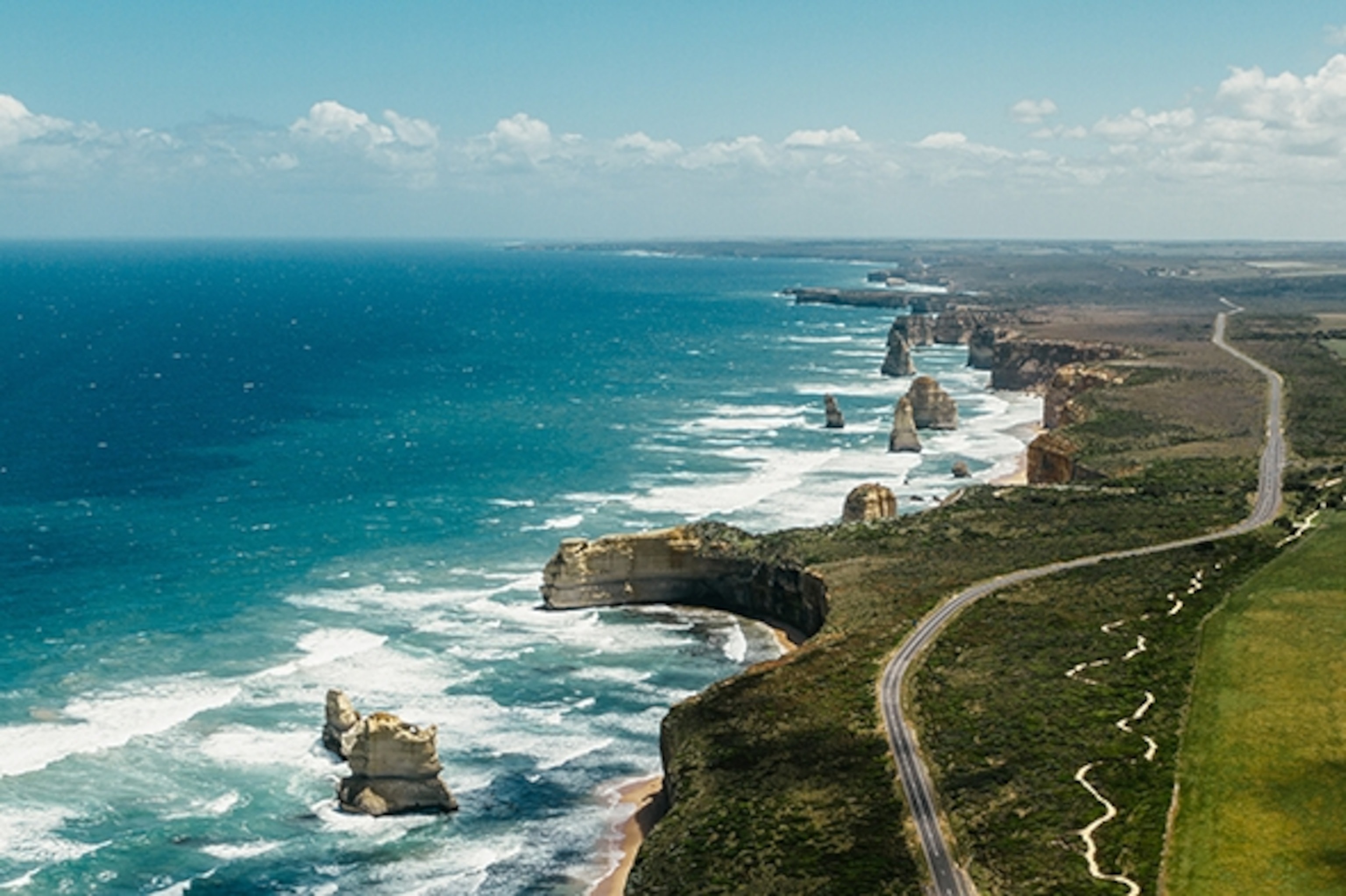 The Great Ocean Road along the Australian coastline